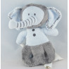 Doudou singe ours marron bleu OBAIBI