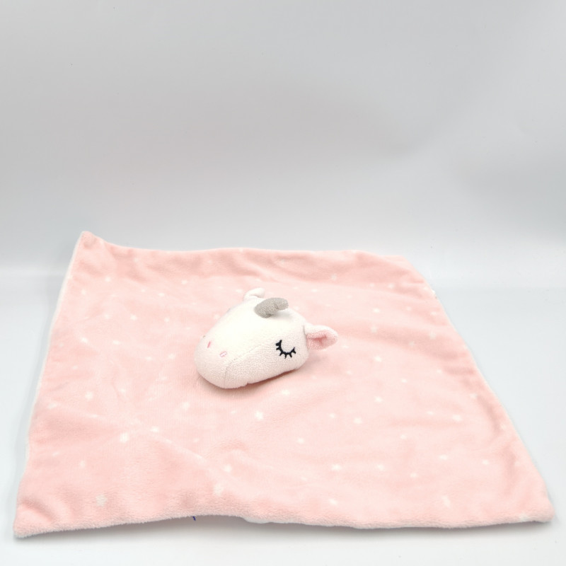 Doudou marionnette chat beige rose bleu vert motifs MABOUL GLOBE TROTOYS