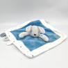 Doudou plat lapin bleu blanc gris coeurs OBAIBI