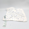 Doudou plat lapin bleu blanc gris coeurs OBAIBI