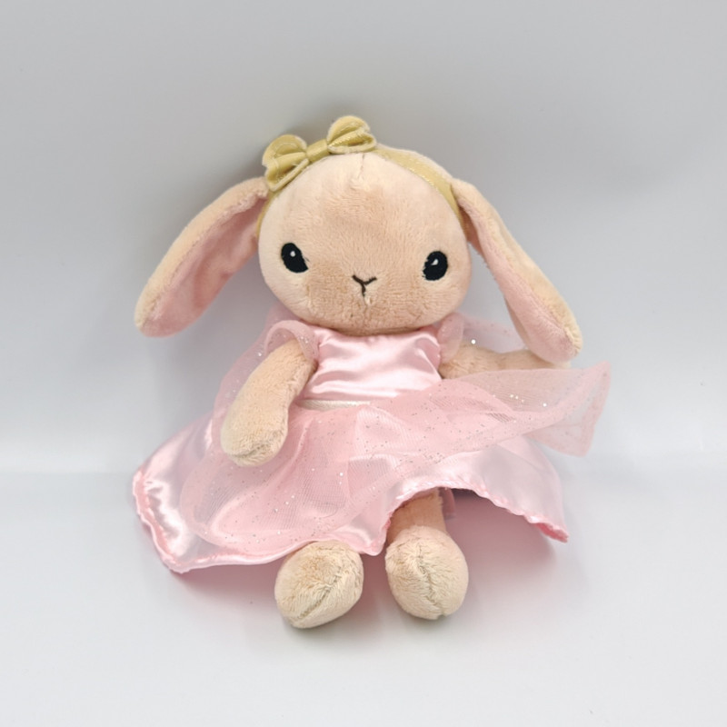 Doudou lapin beige robe rose danseuse