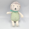 Doudou hérisson blanc gris vert rayé étoile MOTS D'ENFANTS