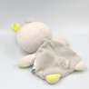Doudou plat lapin gris blanc vert orange PETIT A PETIT