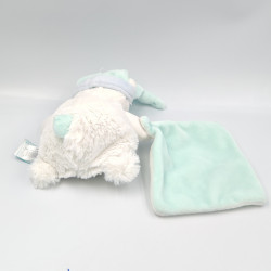 Doudou ours blanc bleu beige rayé mouchoir Layette BABY NAT
