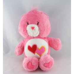 Peluche Bisounours rose Groschéri avec 2 coeurs CARE BEARS 29 cm