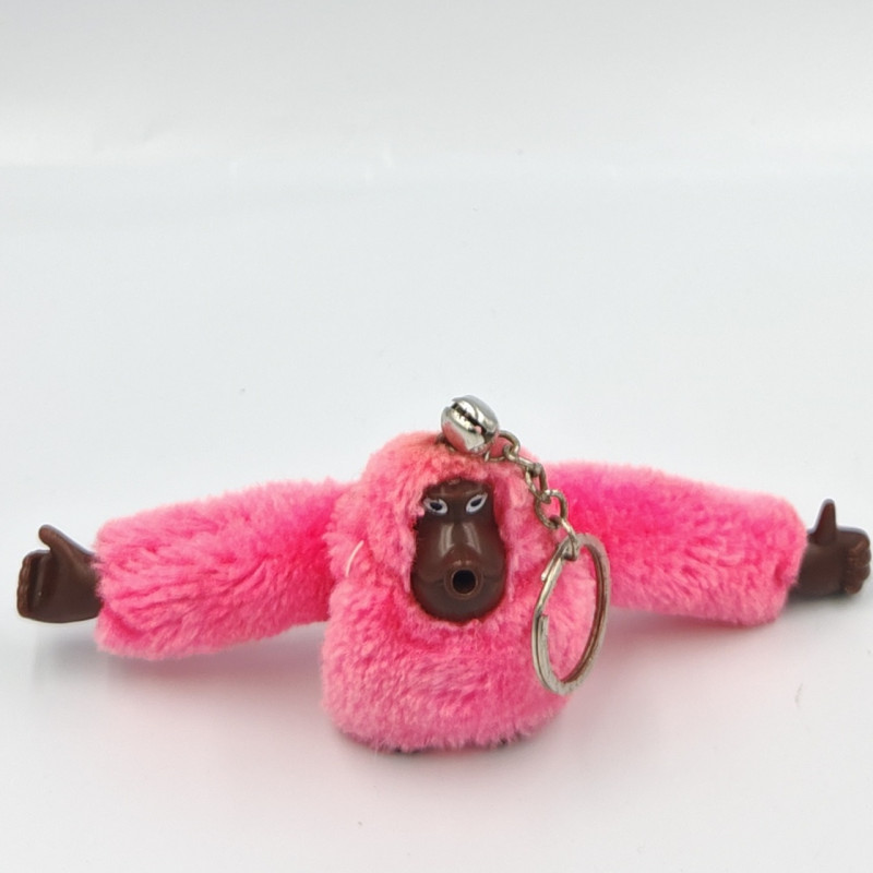 Ancienne peluche porte clef singe marron rose
