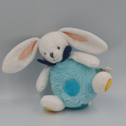 Doudou musical lapin blanc bleu jaune Lulu & Mael P'TIT BISOU