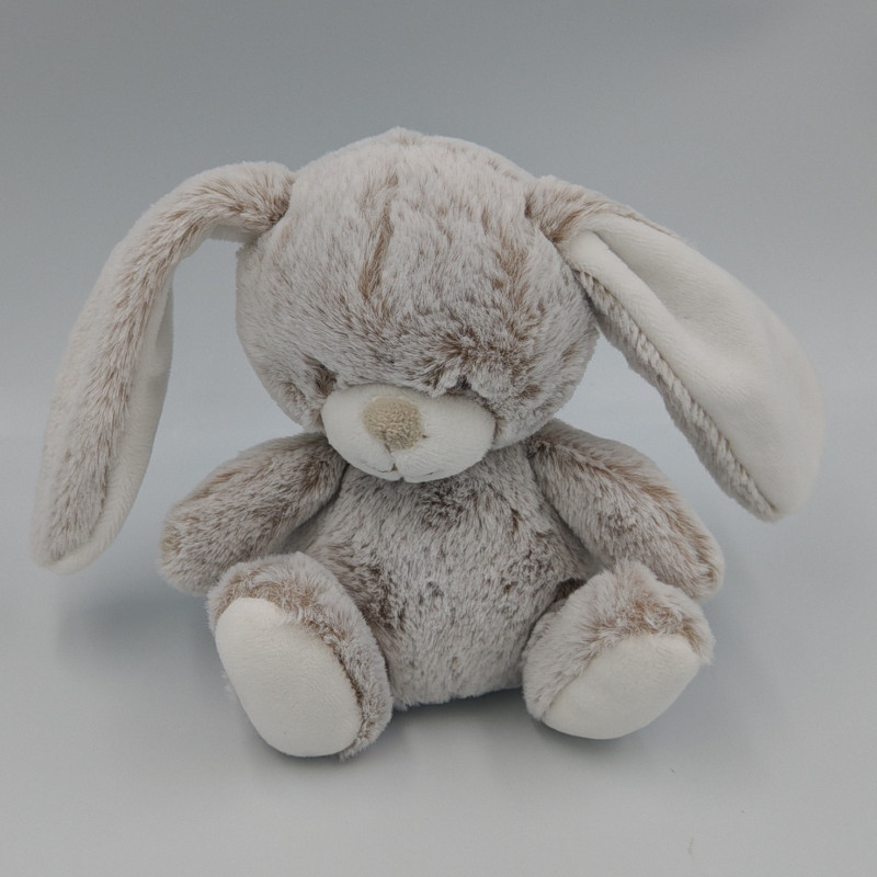Doudou lapin beige marron blanc tout doux TEX