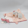 Doudou plat pingouin gris rose Sacha et Pauline NATTOU