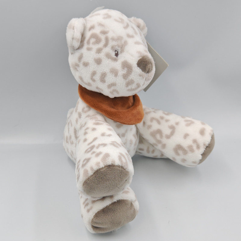 Doudou léopard blanc beige bleu LEA NATTOU