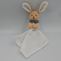 Doudou lapin beige blanc gris mouchoir CHICCO