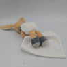 Doudou lapin beige blanc gris mouchoir CHICCO