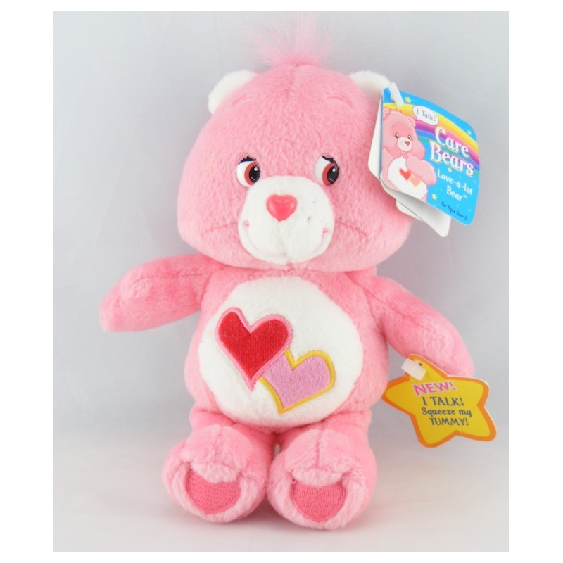 Peluche Bisounours rose Groschéri avec 2 coeurs CARE BEARS 22 cm