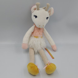 Doudou girafe Zarafa blanche rose grise