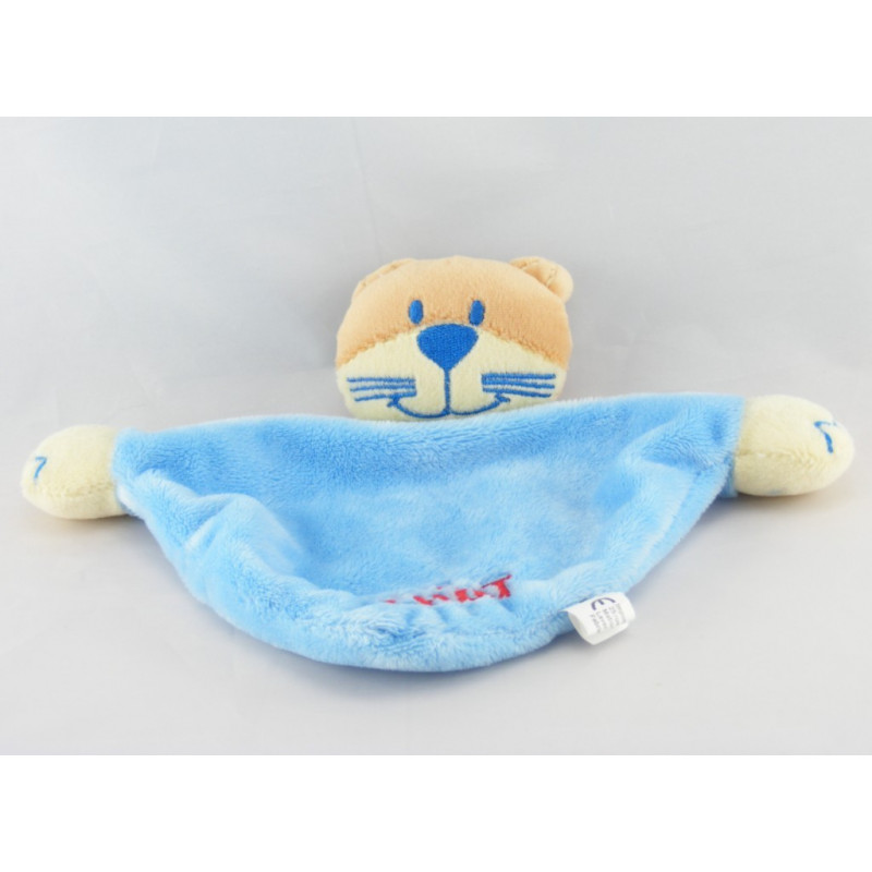 Doudou plat bleu publicitaire Le Chat 