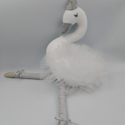 Doudou peluche cygne blanc gris SOFT FRIEND