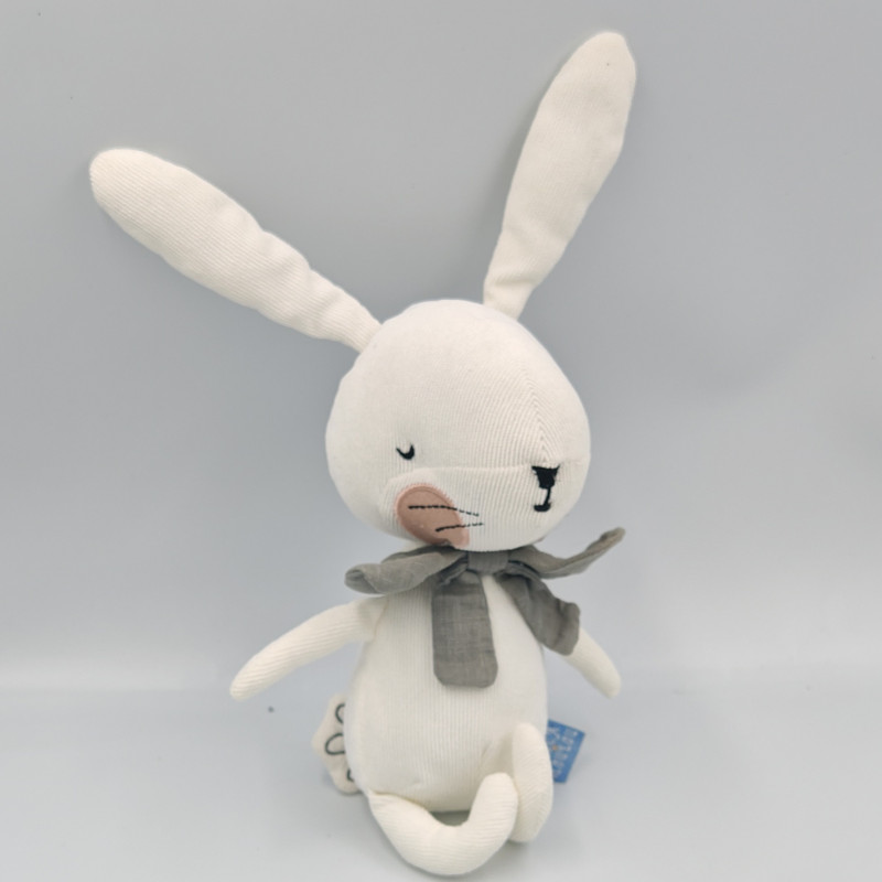 Doudou lapin blanc gris PICCA LOULOU