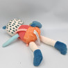 Doudou chat léopard blanc bleu rouge orange Fisher Price
