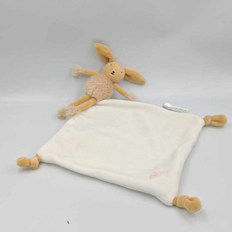 Doudou lapin beige mouchoir blanc PIOUPIOU MERVEILLES