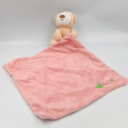 Doudou ours beige mouchoir rose coeur vert BABYPLAY BBSKY