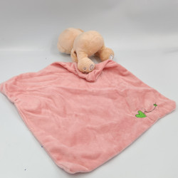 Doudou ours beige mouchoir rose coeur vert BABYPLAY BBSKY