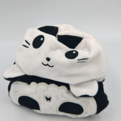 Peluche reversible chat noir blanc squelette