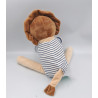 Doudou lion beige bleu rayé OBAIBI