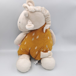 Doudou girafe beige gris orange veloudoux Tiga NOUKIE'S