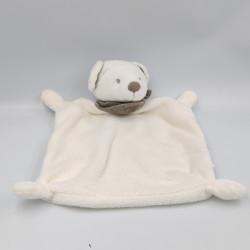 Doudou plat ours blanc bandanas gris beige KIABI SIMBA TOYS