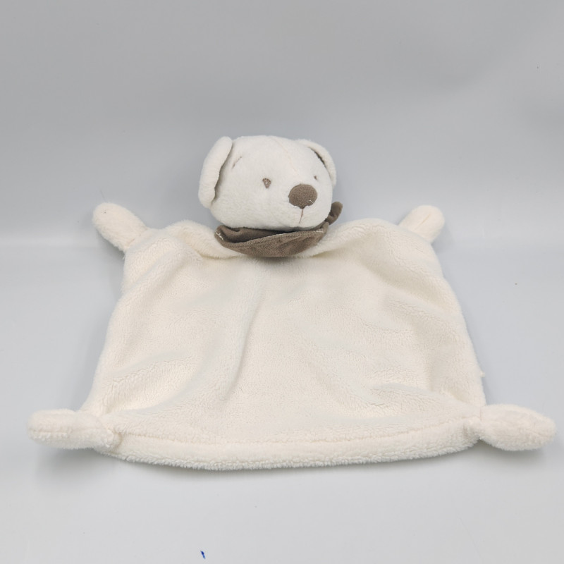 Doudou plat ours blanc bandanas gris beige KIABI SIMBA TOYS