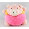 Doudou plat cochon salopette rose jaune  NOUNOURS