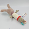Doudou baton hochet lapin blanc beige prune vert Tinoo SAUTHON