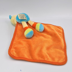 Doudou chat jaune bleu vert orange lune mouchoir BABY LUNA