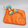 Doudou chat jaune bleu vert orange lune mouchoir BABY LUNA
