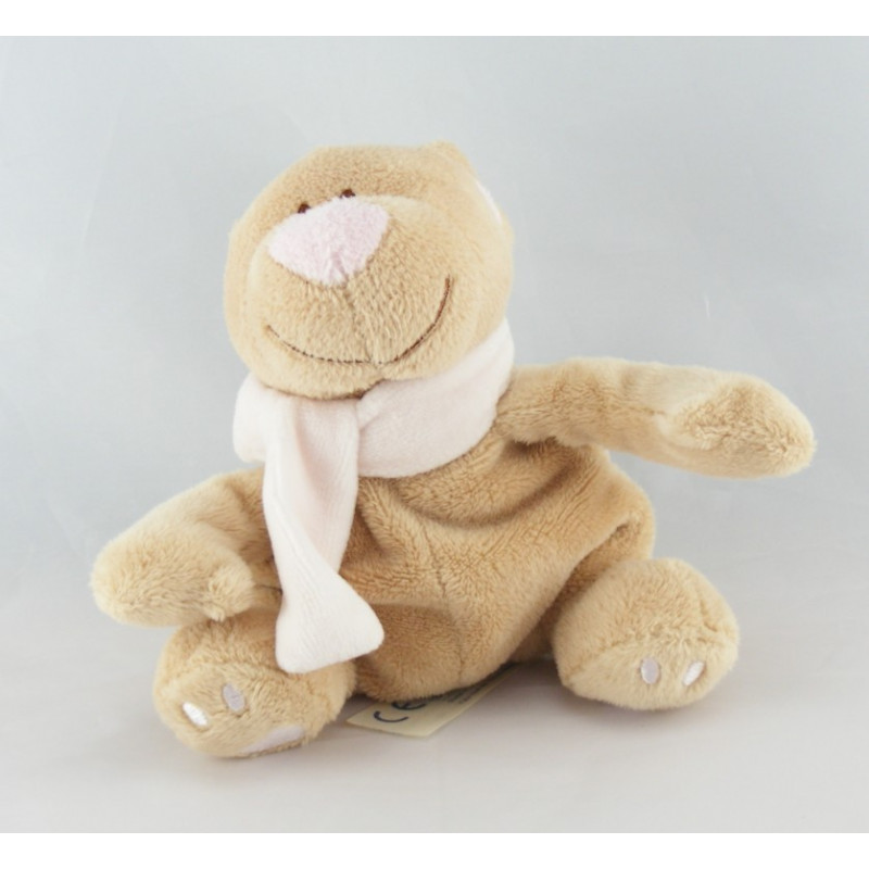 Doudou musical ours beige écharpe rose JOLLYBABY