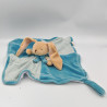 Doudou plat lapin blanc bleu rayé pois BUKOWSKI