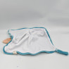Doudou plat lapin blanc bleu rayé pois BUKOWSKI