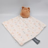 Doudou plat hippopotame marron blanc motifs ORCHESTRA