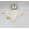 Doudou plat lion blanc beige vert pois TOF TOYS