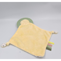 Doudou plat lion blanc beige vert pois TOF TOYS