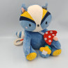 Doudou raton laveur renard bleu blanc orange NATURE ET DECOUVERTE