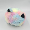 Peluche reversible chat multicolore rose bleu blanc