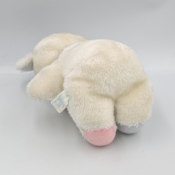 Doudou peluche ours blanc bleu rose jaune BABY CLUB