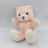 Doudou peluche ours rose blanc BABY CLUB
