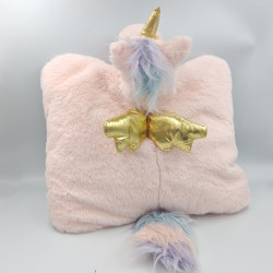 Coussin peluche licorne rose ATMOSPHERA