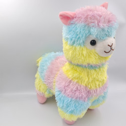 Peluche lama bleu jaune rose ALPACASSO