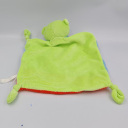 Doudou plat ours bleu vert rouge TENDER TOYS