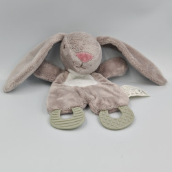 Doudou plat lapin gris blanc dentition ZD TRADING