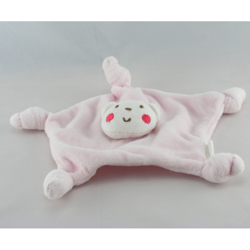 Doudou plat rose vert lapin carotte SIPLEC