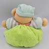 Doudou ours bleu vert gris rouge BOUM KALOO